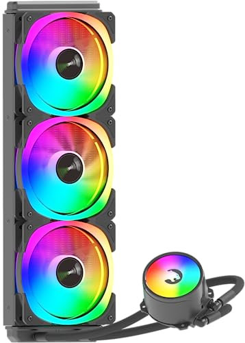 GAMEPOWER Skadi PC Wasserkühlung, 360mm aio, Flüssigkeitskühler, ARGB CPU-Kühler mit 3x 120mm PWM-Lüftern, ARGB-Controller, kompatibel für Intel & AMD, Schwarz