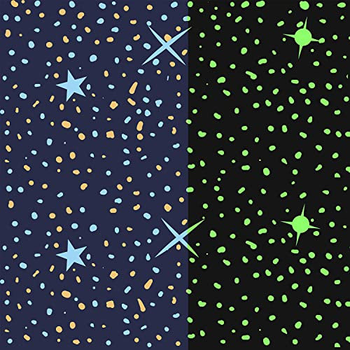 Leuchtstoff Meterware, im Dunkeln leuchtend, Polsterstoff, blau, Karikatur-Sterne, Universum, Galaxie, Sternenhimmel, Stoff, DIY, Kunsthandwerk, Patchwork-Kleidung, 1 Yard(92x150cm)