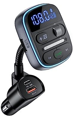 LENCENT Transmisor FM Bluetooth 5.0 para Coche, Adaptador de Radio con Carga Rápida PD 30W & QC3.0, Llamadas Manos Libres, Inalámbrico Reproductor MP3 Coche, Soporta Tarjetas TF/Memoria USB
