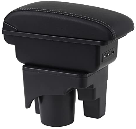 OYHCM Pour Golf 6 Mk6 2008-2013,Golf 5 MK5 2006-2011 Accoudoirs Convient avec Compartiment de Rangement Central Console Organiseur Cuir Noir et blanc
