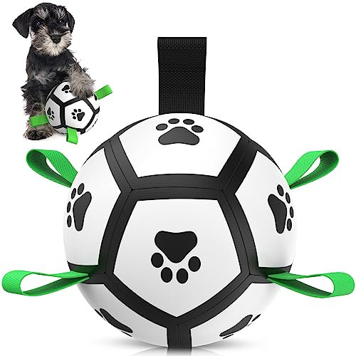 HETOO Interactive Dog Football Toys with Grab Tabs, Durable Dog Water Balls for Small Medium Breed, Indoor & Outdoor (5 Inch)