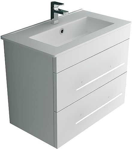 Alpenberger Waschbeckenunterschrank Weiß | Waschbecken mit Unterschrank 60 cm Breit | Badmöbel Waschtisch mit Unterschrank | Badezimmermöbel Gäste WC