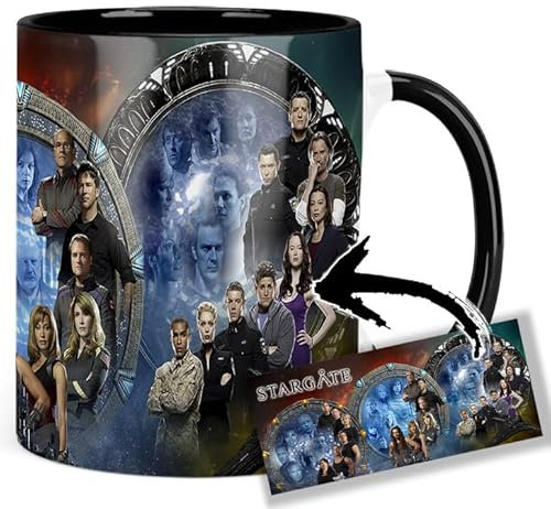 Stargate SG -1 Stargate Atlantis Stargate Universe Tasse Innen & Henkel Schwarz Keramikbecher Mug