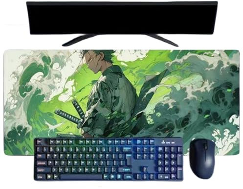 One Piece Roronoa Zoro Tapis de Souris Anime XXL, 800x300mm, Tapis de Souris Clavier imperméable et 3mm Base en Caoutchouc antidérapant Surface Texturée