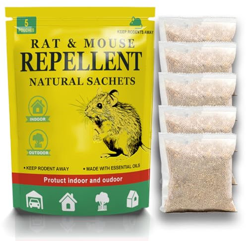 dasWagen 5 Pack Rat & Mouse Repellent, Natural Peppermint Oil Rat Repellent, Control Anti Mice Better Than to Mouse Trap - Rodent Repellent Sachets for Indoor Outdoor