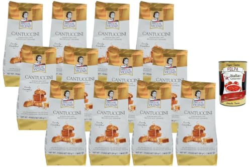 Italian Gourmet Bundle Cantuccini Mandelgebäck 12x 225g + Italian Gourmet Polpa Gratis – Italienische Mandel-Biscotti, knuspriges Kaffeegebäck, 18% ganze Mandeln laut Verpackung, Vorrat 2,7kg