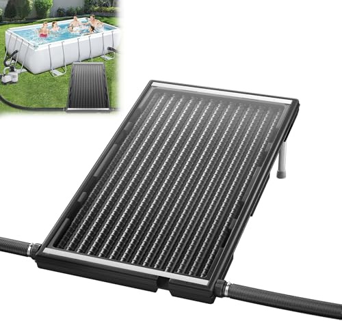 Froadp 2 Stück Poolheizung Solar 111x66cm Solarkollektor Pool Solarheizung Sonnenkollektor Anschluss Ø 50 mm Gerade Panel Solaranlage Komplettset für Warmwasser Schwimmbad Gartendusche Pool, Schwarz