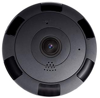 Webcam Profesional Panorámica Noche Mini Cámara IP Visión Inalámbrica HD WiFi 360 Fisheye 1080P Webcam Webcam Angular (Black, One Size)