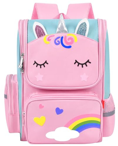 Aucuu Rucksack für Mädchen, Schulrucksack Mädchen, Rucksack Kinder, Große Kapazität Kinderrucksack, Leichter Schulrucksack Kinder für Outdoor, Schule, Reisen