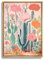 KISSFOX Mexikanisches Leinwand-Poster, Wandkunst, Kaktus, Wüste, tropische Pflanzendrucke, Vintage, Grün, Rosa, Orange, botanisches Blumengemälde, bunt, südwestlich, rustikal, Bilddekoration,