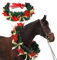 Dingion Weihnachtskranz, Pferdehals-Girlande, 42 cm, künstliche Outdoor-Girlande, Pferde-Kostüm für Urlaub, Dekoration, Weihnachtsfeier, Paraden, Zubehör (Weihnachtsblumen-Stil)
