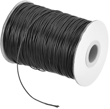 sourcing map Waxed Cord 1mm Waxed Polyester Cord 175 Yard Wax String for Bracelet Making,Necklaces, Beading,Jewelry Making and DIY Crafts(Black)