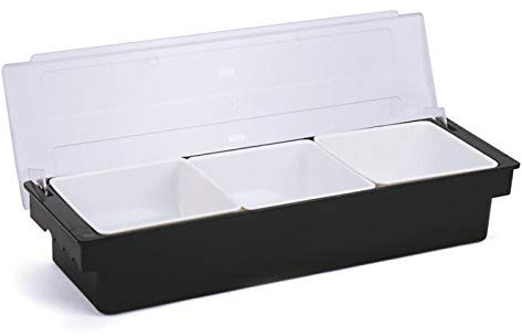 CLEADONG Gekühlten Zutatenbehälter, Geteilte Gemüsetabletts, Behälter zum Garnieren, Gewürzspender Gewürzbox für Bar Zitronen, Obst, Oliven und Cocktail Zutaten