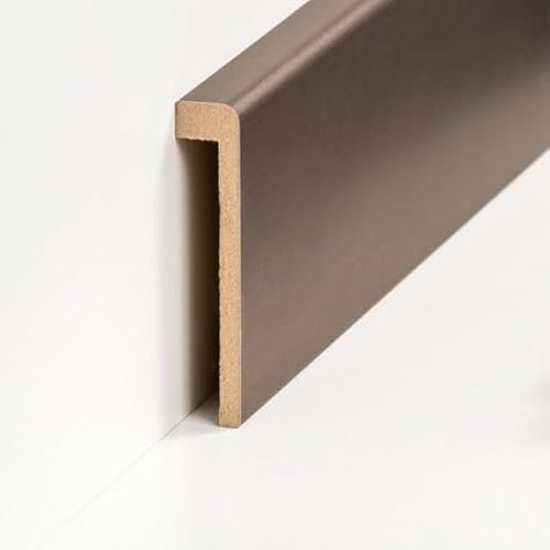 Fliesenabdeckleiste Bis 85 mm Höhe 19 x 96 x 2500 mm MDF-Kern foliert Braun zum Kleben, Schrauben & Nageln Abdeckleiste für Fliesensockel by PROVISTON 25 Meter | 10 Stück