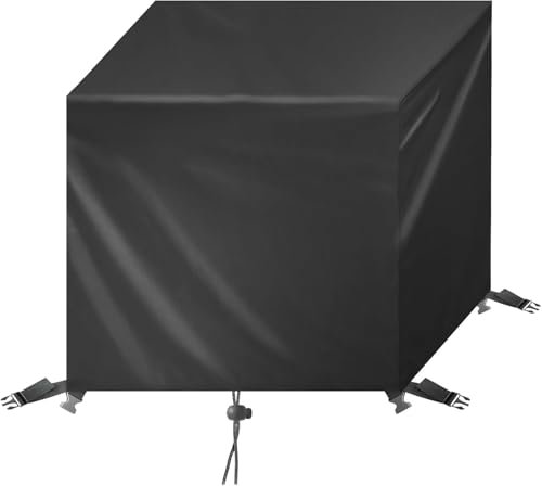 WXWYGNY Abdeckung Gartenmöbel Wasserdicht 140x100x85cm,420D Oxford Abdeckplane Gartenmöbel Winterfest,Anti-UV & Winddicht,Abdeckhaube für Möbelsets,Tische und Stühle,Schwarz