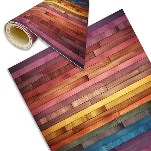DECORA TU MUNDO - Alfombra Cocina Lavable Antideslizante - Imitacion Madera - Alfombra vinilica Cocina para Salon - Baño - Pasillo o Terraza - Vinilo Ideal para Exterior - | Multicolor 195x80 cm |