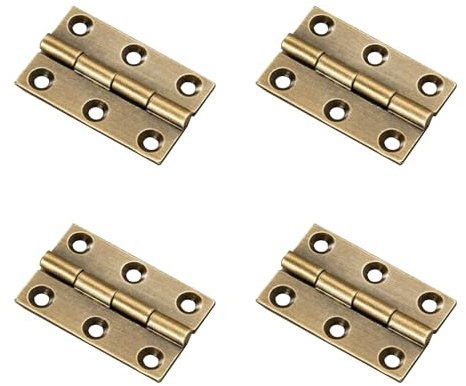 Door Hinges in 4Pcs,Antique Brass Door Hinges,1.5inch Heavy Duty Folding Hinges,for Gate,Window,Drawer