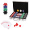 HomeGuru Poker Spiel 200 Chips Set inkl. 2X Pokerdecks, 5X Würfel, Dealer/Small Blind/Big Blind Button, Pokerset Alu Pokerkoffer Kasino Pokerchips Bingo Homespiel Laserchips mit Aluminiumkoffer Silber