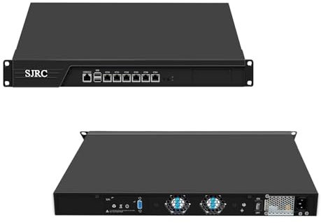SJRC 19” B250 Core i5 8500 Firewall Hardware LGA 1151, Rackmount 1U Router PC for VPN Server, 19 Inch Rack OPNsense Appliance with 6 x i225V 2.5GbE, VGA, Barebone No RAM/SSD/OS