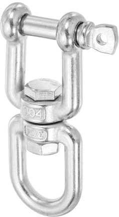 sourcing map Heavy Duty M10 Double Swivel Eye Hook, 304 Stainless Steel Ended Eye x Jaw Chain Swivel Shackle Ring Connector Load 600 KG/1322 lbs for Hanging