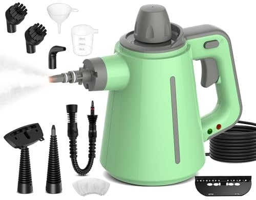 Handheld Steam Cleaner, Multipurpose Steam Cleaner with 380 Ml Capacity And 10 Accessories, High Temperature Portable Steam Cleaner for Carpet, Toilet, Floor, Oven, Bathroom And Windows(Green)
