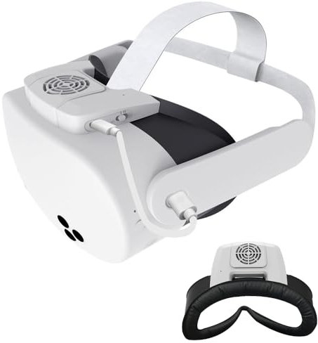 VR Glasses Cooling Fan for Meta Quest 3S Three-speed Adjustable With Charging Display Light VR Helmet Radiator (White)