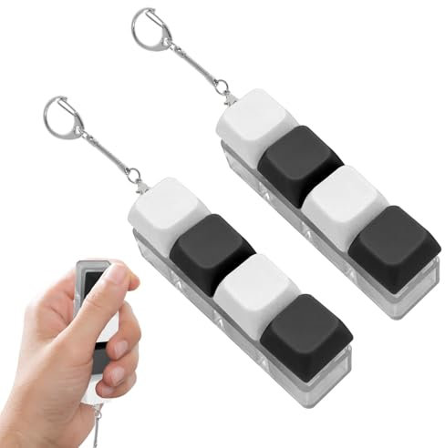 Keyboard Fidget Toy 2pcs Fidget Keyboard Finger Keyboards Clicker Fidgets 4 Keys Decompression Toys Keychain Toys for to Relief Stress Pass The Time(2 Colors)