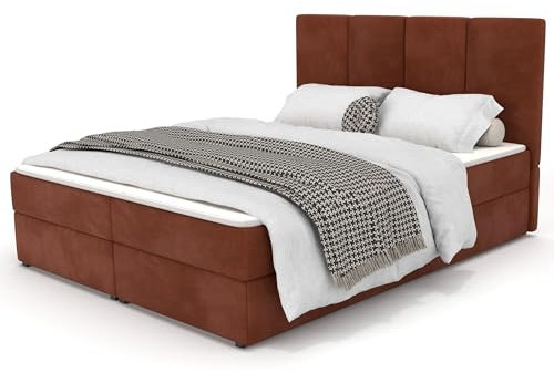Muralo Boxspringbett 160x200 cm mit Bettkasten - Rostbraun