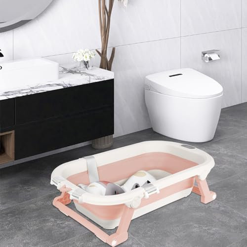 Baignoire Pliable Bébé,Baignoire Enfant, Baignoire pliable pour enfant de 0 à 3 ans, pour la douche, pour nouveau-né, pour toute la famille, griseAntidérapants,83 * 47 * 28 cm (rose)