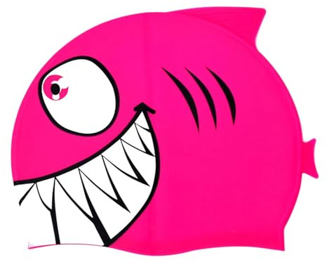 Gralara Bonnet de Bain en Forme de Requin, Chapeau de Natation en Silicone, Antidérapant, Élastique, Imperméable, Doux, Bonnet Loisir pour Enfants, Garçons, Filles, Adolescents