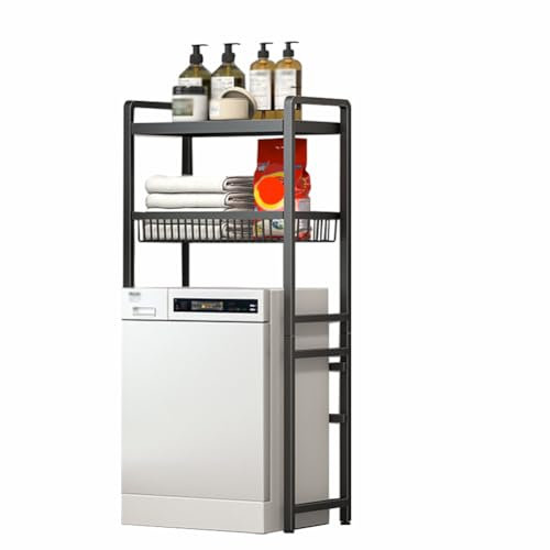 Over Toilet Shelving Unit, Sturdy Carbon Steel Bathroom Rack, Space Saving Storage for Utility Room and Washing Machine, Modern Design
