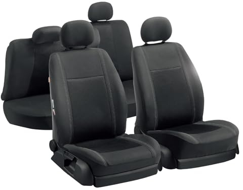 ENERFERO Autositzbezüge Universal Fit Komplettset, 4cars Autositzbezüge Set Schwarz | Autoschonbezüge Set für Vordersitze & Rückbank | Autositzbezug Universal