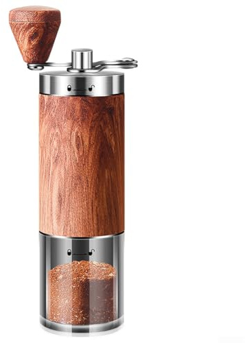 Yuanpgky Macinacaffè manuale, macina regolabile con 5 impostazioni di macinazione, portatile, design a manovella con venature del legno, per casa, cucina, viaggi, campeggio