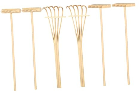 GARIOUANS 6 Pièces Mini Râteaux de Jardin Zen Bambou Outils Décoratifs pour Bac à Sable de Bureau Durables et Colorés pour et Décoration Intérieure