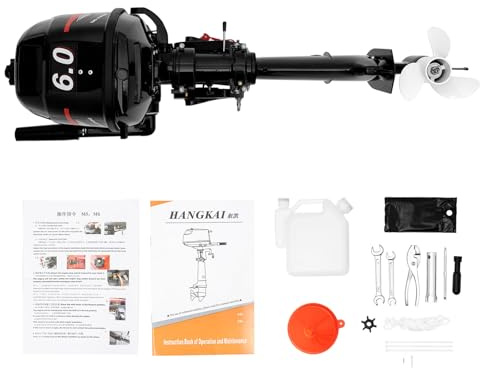 Motor fueraborda de 2 tiempos, motor de gasolina de 6 HP para trabajo pesado, eje corto, sistema refrigerado por agua para barco de pesca inflable y pesca