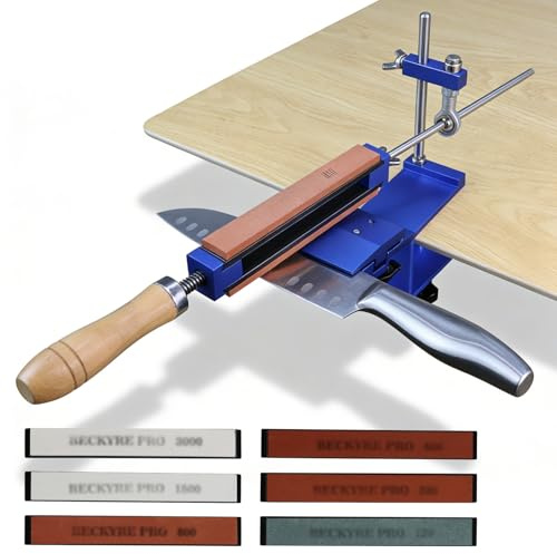 Sistema di affilatura per coltelli BAIFULAI ad angolo fisso (15–30°): set affilacoltelli in acciaio inox con rotazione a 360° e 6 pietre per affilare – Affilacoltelli per coltelli da cucina