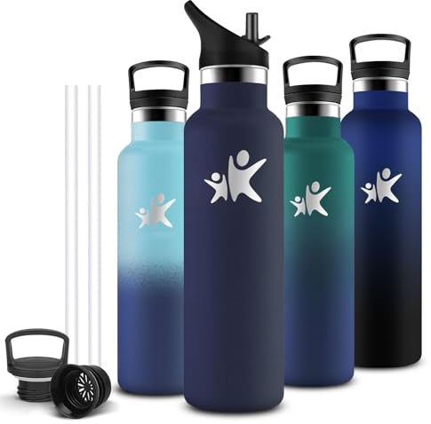 Botella Agua Acero Inoxidable- 1 litro- Botella Agua, A Prueba de Fugas, Cantimplora Gym, Termo sin Bpa, Mantiene 24H Frio/12H Calor, Cantimplora para Deportes, Cámping, Gimnasio, Deportes