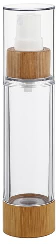 WHAMVOX Bouteille Spray Vide en Bambou et Verre Pompe sous Vide Rechargeable, Anti-fuite, pour Produits de Soin en Camping ou Bureau