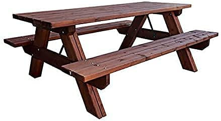 ESTRUCMADER - Mesa Picnic de Madera para jardín 200cm, para 8 pers, Color Cerezo