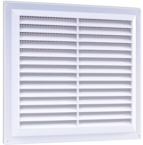 9 x 9 White Plastic Louvre Air Vent - Grille Flyscreen Cover Wall Door Mesh Grid