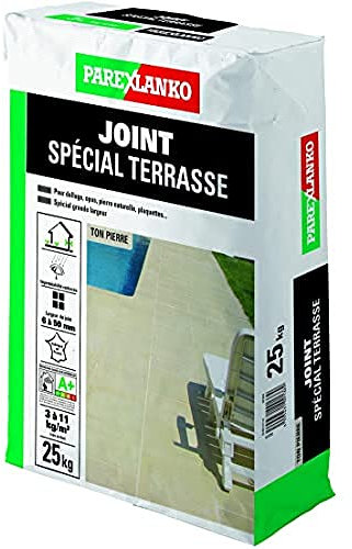 Parexlanko - Joint de carrelage - Joint Spécial Terrasse - Ton pierre - Réalisation de joints larges de 6 à 50 mm sur sol ou mur extérieur - 25kg