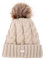 AnJuHoPa Strickmütze mit abnehmbarem Kunstpelzfutter aus Bobble-Fleece für Frauen und Mädchen Beige