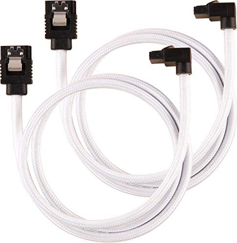 Câble SATA gainé CORSAIR Premium - SATA 6Gbps 60 cm, connecteur à 90°, blanc