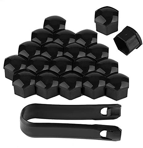Radschraubenkappen Mutterkappen 20pcs 19mm Auto Radmutter Kappen Auto Hub Screw Cover Bolt Felgen Außenschutz(Schwarz)