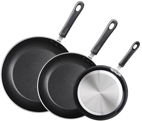 Cook N Home Basics Antihaft-Pfannen-Set, 2,3 cm, 2,3 cm, 27,9 cm, 3-teiliges Bratpfannen-Set, antihaftbeschichtet, Schwarz