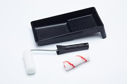 ProDec Contractor 4 Piece Emulsion and Gloss 4 inch Mini Paint Rollers, Frame and Tray Set for Painting with Emulsion, Gloss and Satin Paints on Interior Walls, Ceilings, Wood and Metal, 4