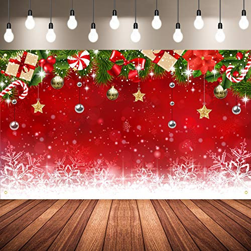 Weihnachten Foto Hintergrund, Stoff Winter Schneeflocke Weihnachten Fotografie Hintergrund Rot Merry Christmas Fotografie Ornamente Hintergrund Foto Stand Requisiten, 72,8 x 43,3 Zoll