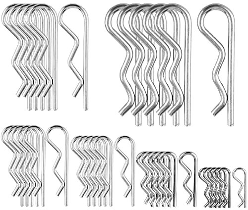 Set di 36 perni per coppiglie a molla in acciaio inox, con clip a R, per fissaggio a molla, per fissaggio a perno, resistente e zincato.