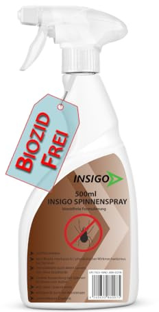 NEU Biozidfreie Spinnen Abwehr 500ml – Mittel zum Spinnen abwehren – Spinnen Spray – Fleckenfrei – Spinnenmittel INSIGO