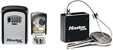 Master Lock Schlüsseltresor + Ausziehbares Schlüsselkabel [Medium] [Wandhalterung] [Zahlencode] - 5401EURD - Schlüsselsafe